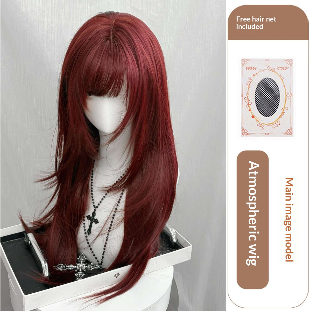 Wig rouge brillant et tendance quotidien tête pleine