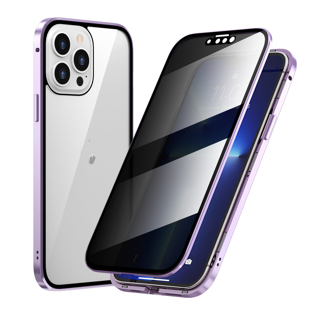 Protection de la vie privée Magneto Phone Case Double face métal cadre