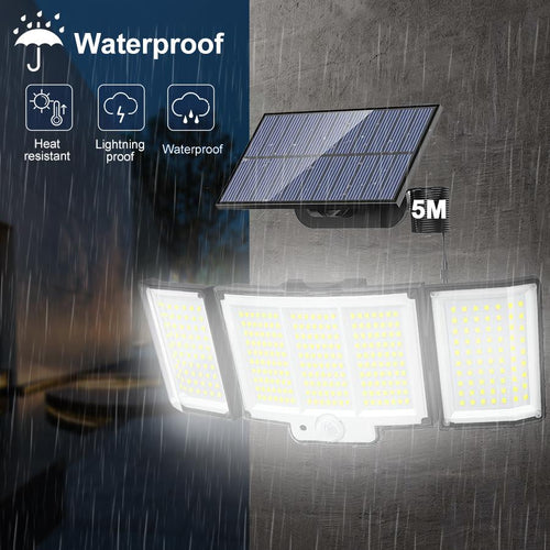 1-Pack lumière solaire extérieure 348-LED détecteur de mouvement avec télécommande 3 têtes