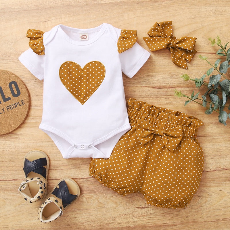 L'amour des enfants manches courtes et pointes Headscarf Pajamas
