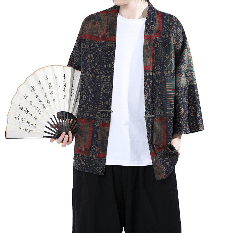 Artistique mode chinois style bouton avant Cardigan veste de protection soleil