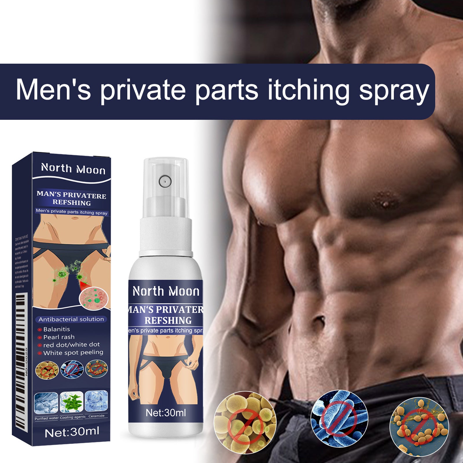 North Moon Men's Care Spray Nettoyant doux et rafraîchissant Comfort Care Spray pour homme B
