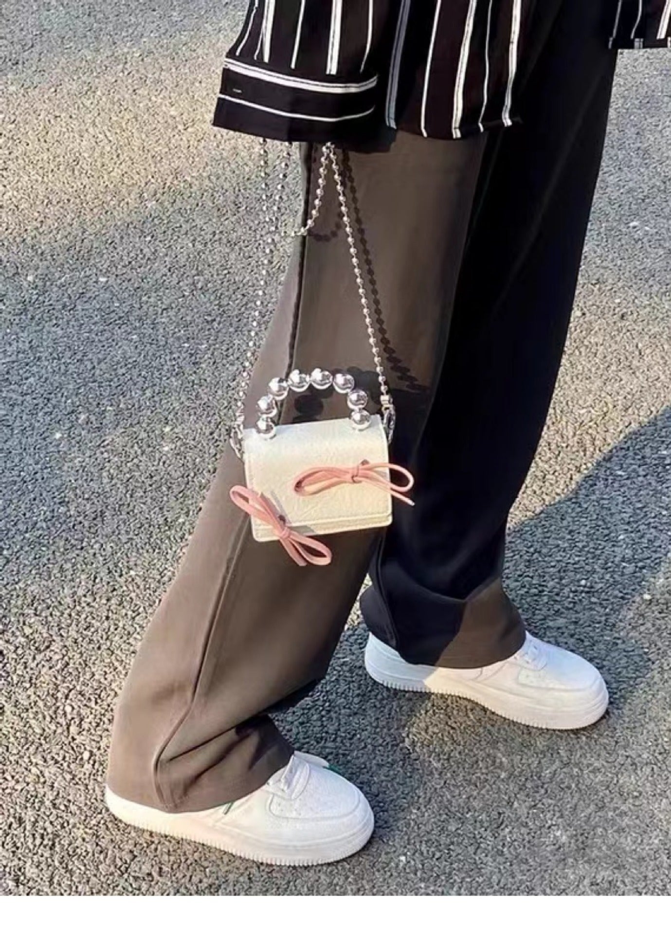 Sac à main Texturé Mignon Bow Mini chaîne