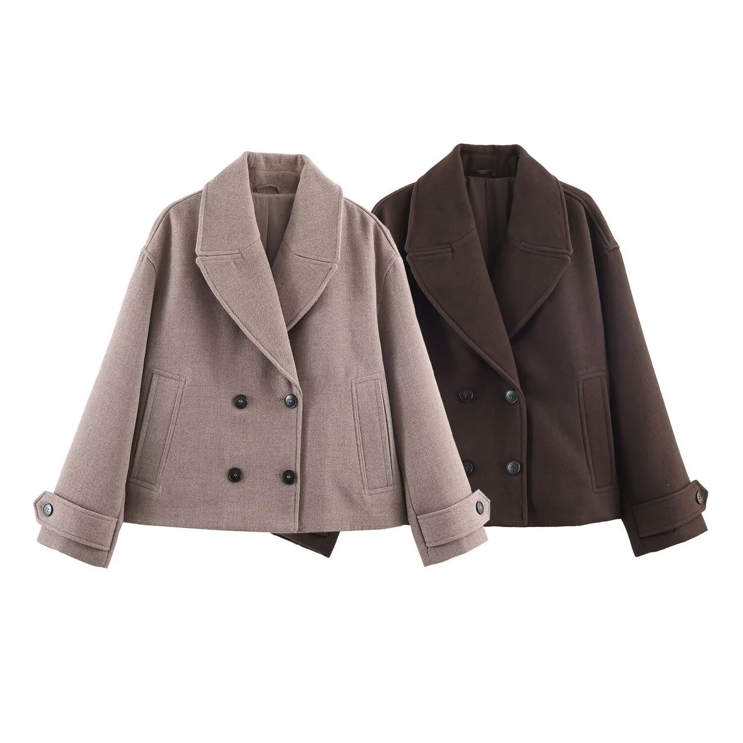 Veste en laine courte à deux seins mode