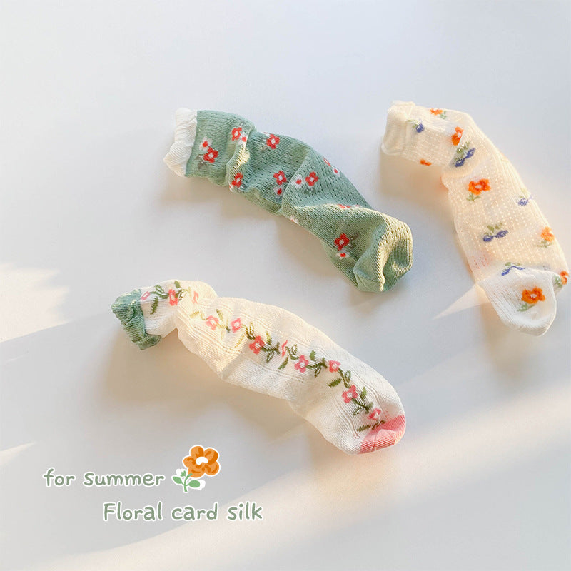 Chaussettes pour enfants Printemps Été Bébé Pile mince Chaussettes pour femmes