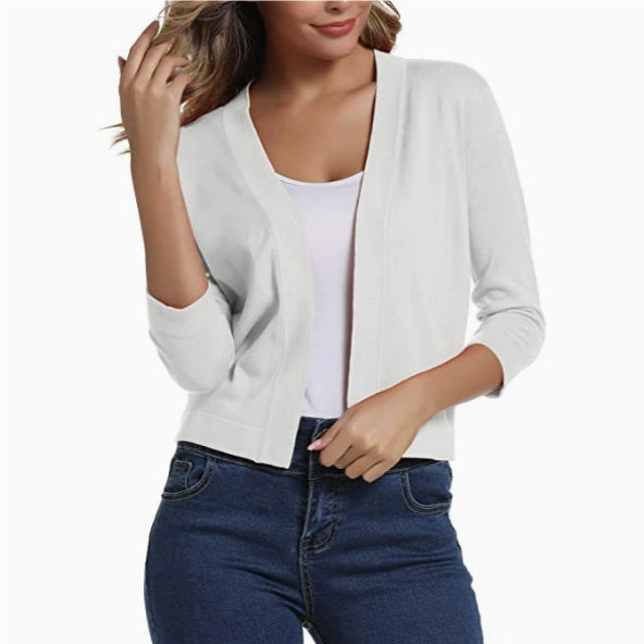 Simple Veste courte polyvalente tricotée Cardigan