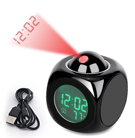 Réveil LED Affichage LCD numérique Voix Parler Météo Snooze USB