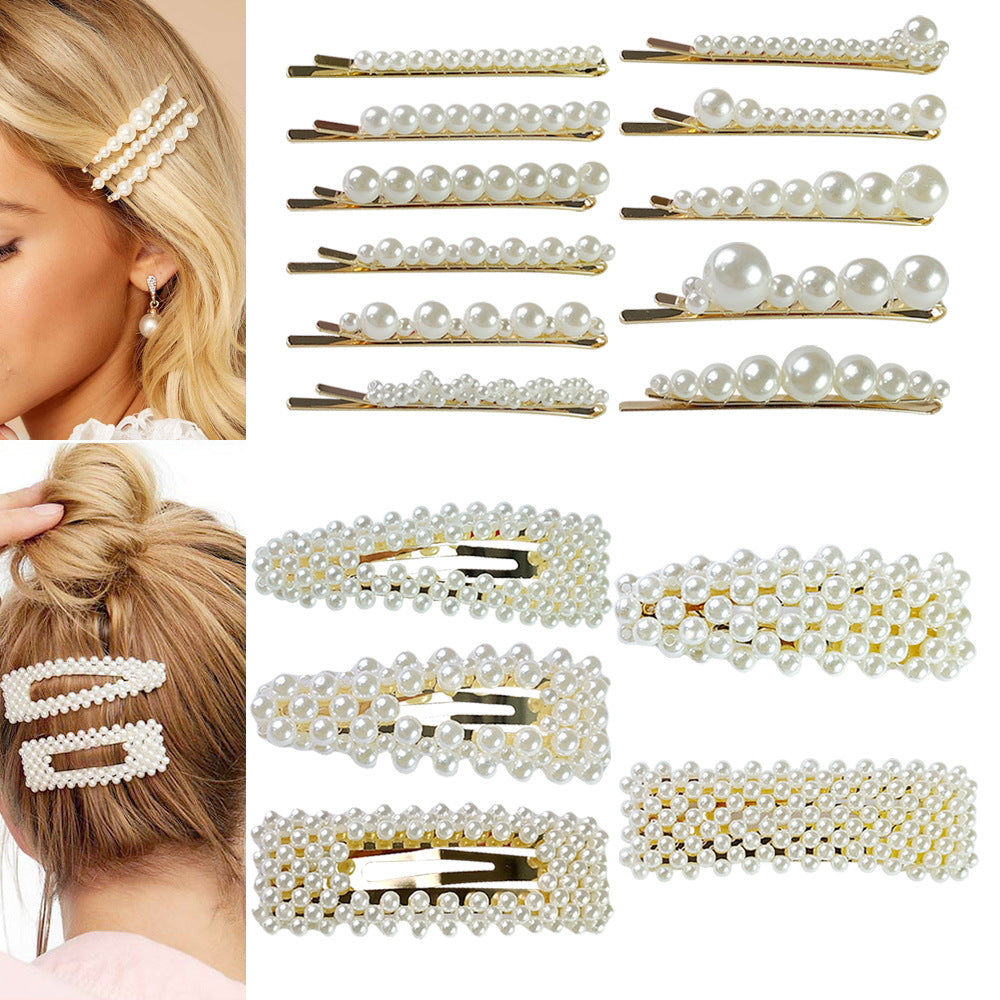 Accessoires pour cheveux Barrettes de perle Updo BB Clip épingle à cheveux rayé Fil de pêche tissé à la main H