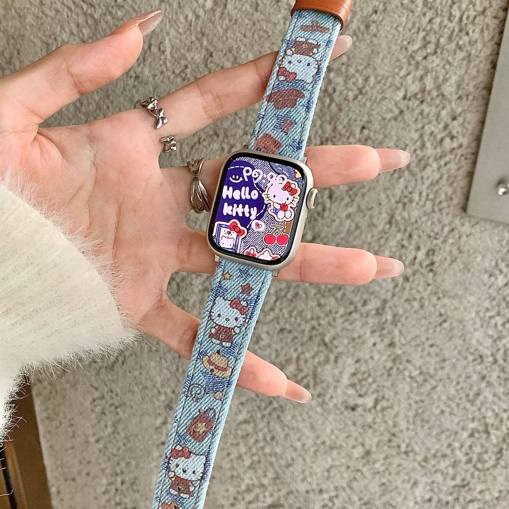 Bracelet de montre denim de dessin animé pour Smartwatches Bracelet IWatch