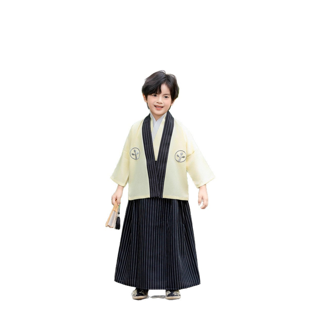 Ensemble kimono jaune de style japonais pour enfants
