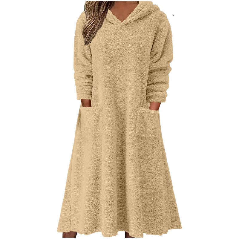 Robe à capuche à manches longues décontractée