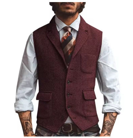 Veste de gestuelle de la lapelle brune pour hommes