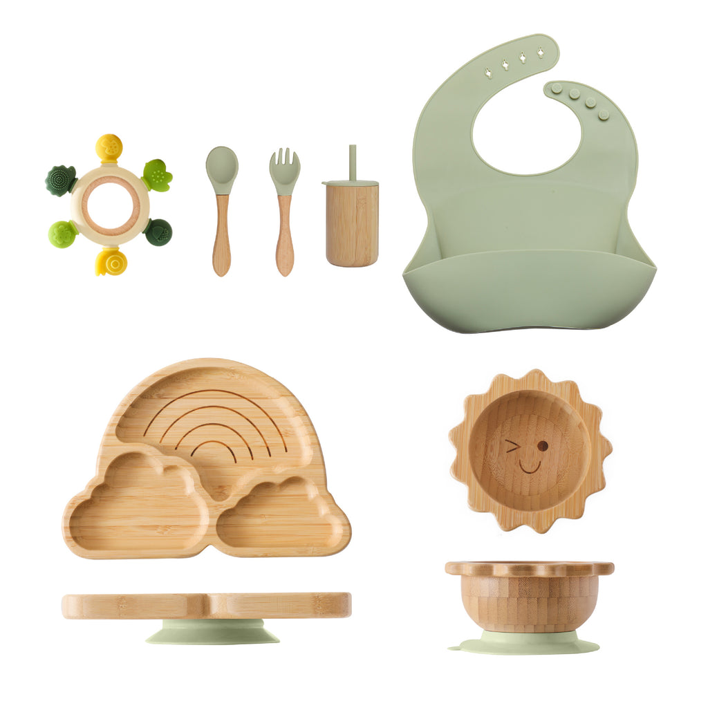 Style nordique Baby Bamboo Ensemble de vaisselle Spork combiné