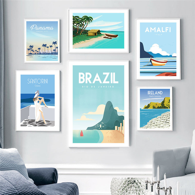 Affiche de voyage de la ville Peinture toile Art Décor