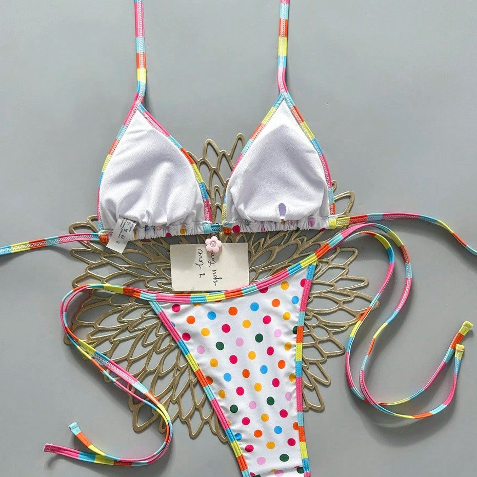 Maillot de bain bicolore imprimé pour femmes