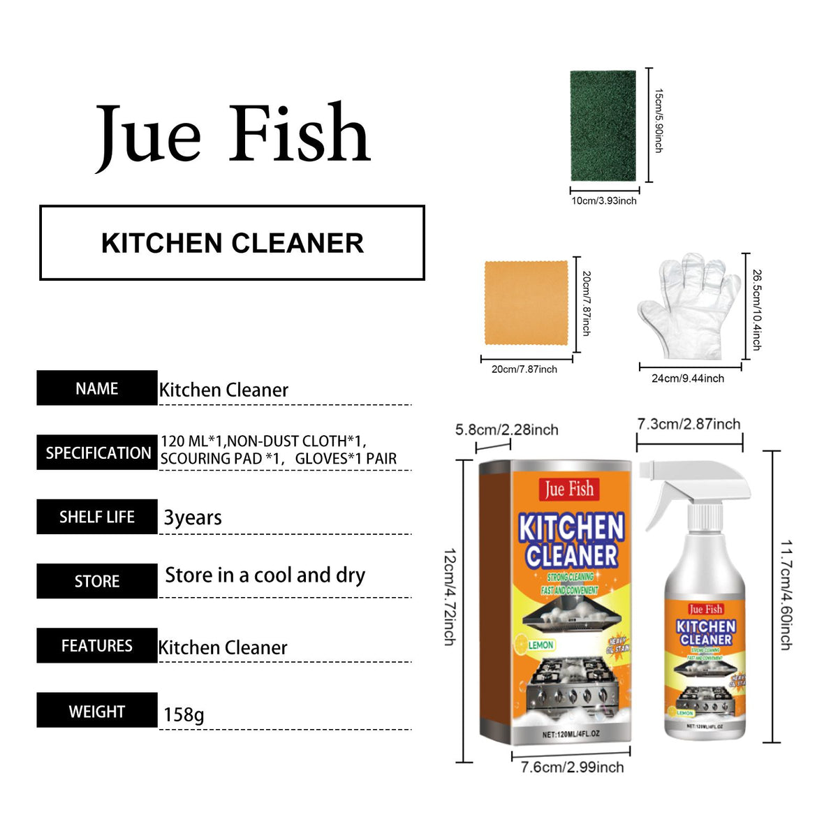 JUE FISH Kit de nettoyage de la graisse de cuisine