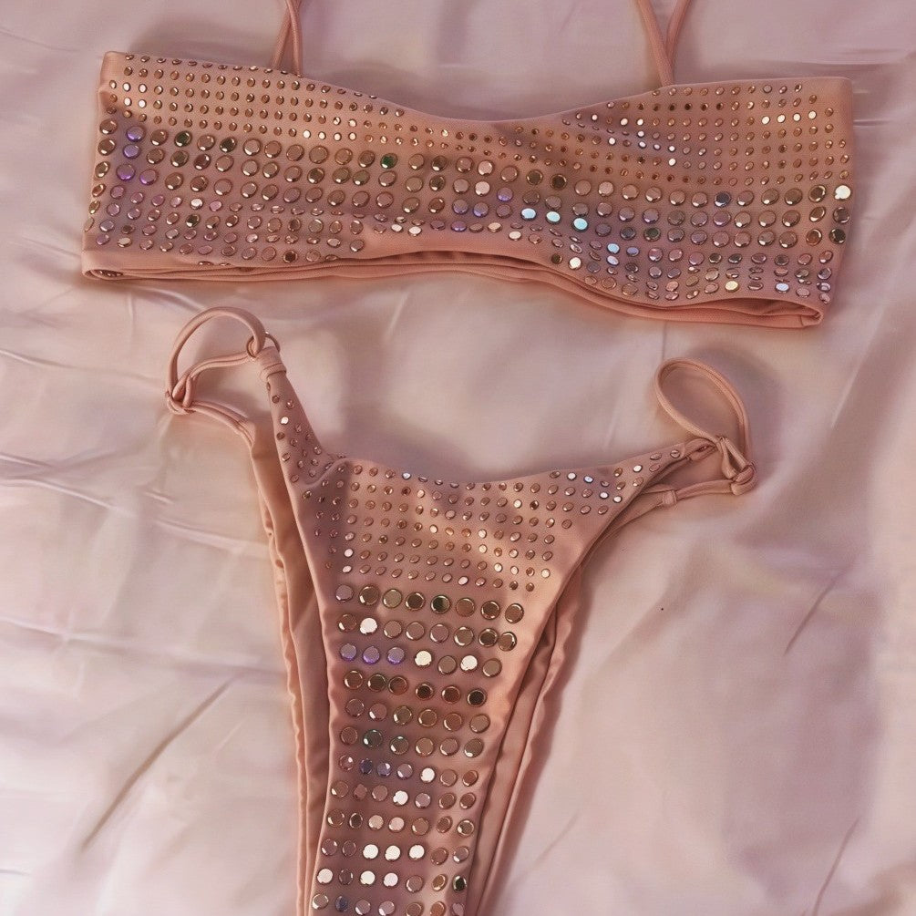 Best-seller Hot-Stone-Broded Sexy Femmes Maillot de bain deux pièces