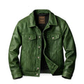 Veste en cuir retro Lapel style américain Vêtements de travail manteau Hommes Veste en cuir