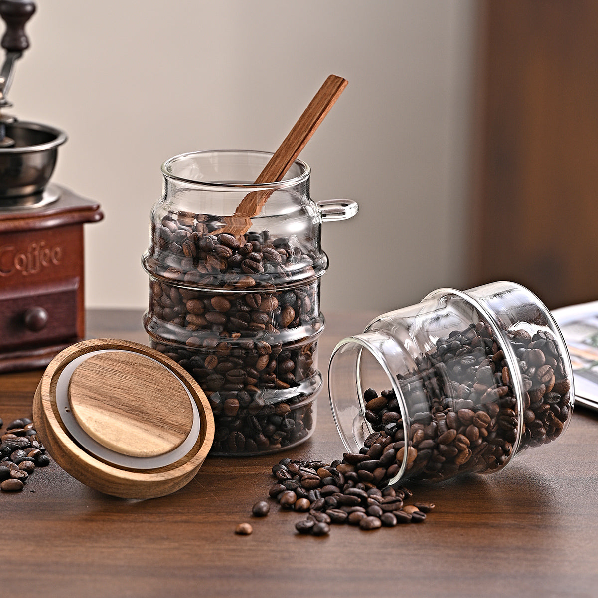 1 Pcs 25 Pots de café en verre OZ avec cuillères