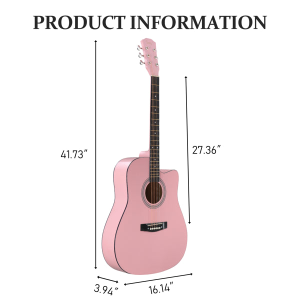Guitare acoustique rose de 41 pouces en forme de barrique avec choix