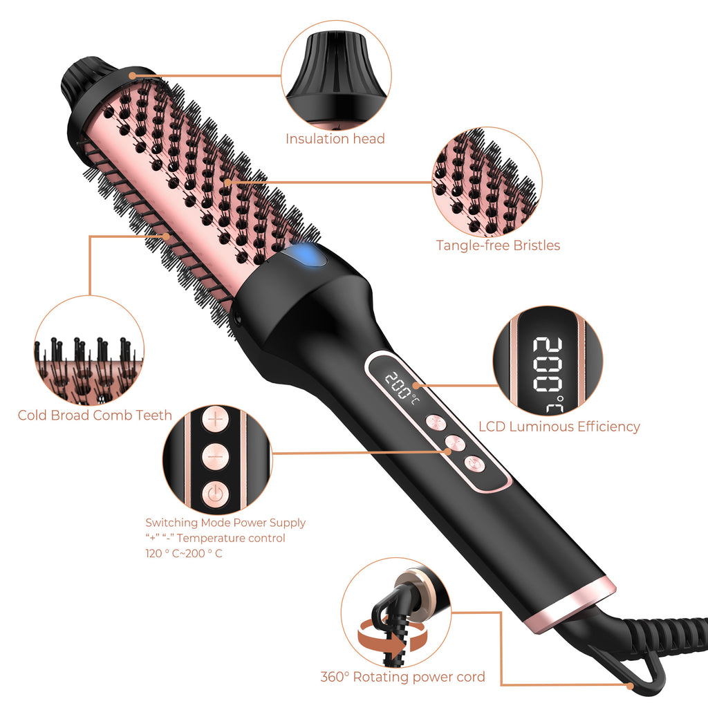 Roller Comb ne fait pas de mal à l'anion des cheveux droit Curling ou de redressage double PTC Heater