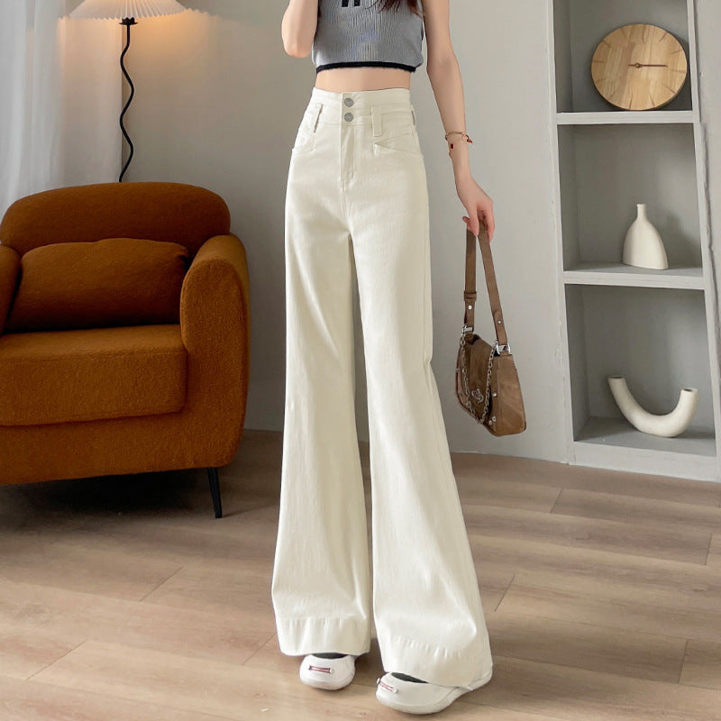 Pantalons de denim à jambes larges, de longueur de plancher évasés