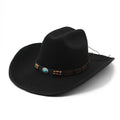 Chapeau Woolen, ceinture turquoise, denim occidental