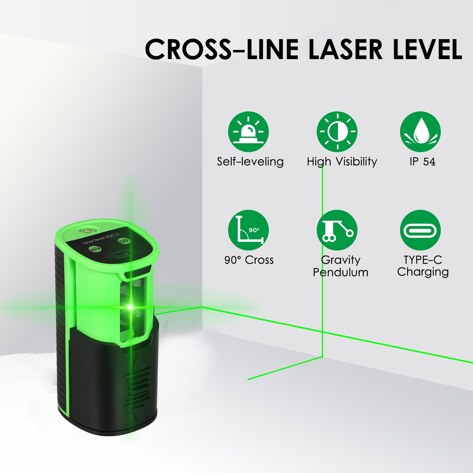 Niveau laser interligne à auto-niveautage vert