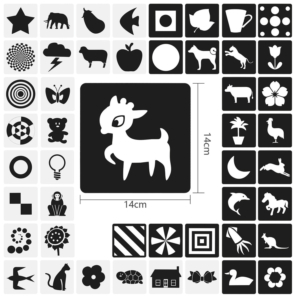 Ensemble 96 pièces de cartes contrastantes en noir et blanc - Ensemble de cartes-éclair à contraste élevé avec des motifs
