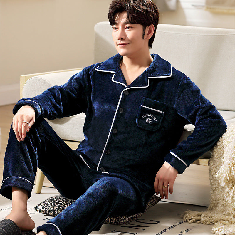 Pyjamas hommes à manches longues Flannel chaud Pyjamas hommes Plus Taille