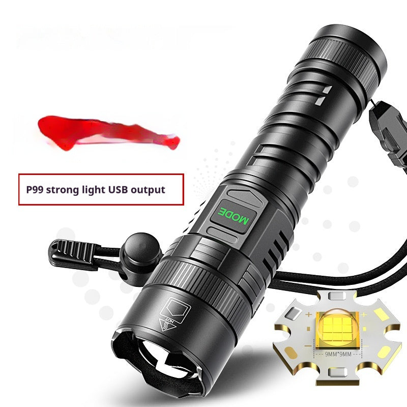Chargeur USB Zoom Affichage électrique Lampe de poche portable Camping