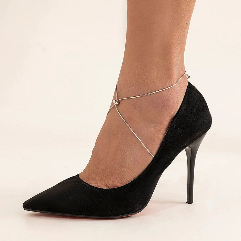 Bijoux réglables en métal Chaîne personnalisée Snake Bone avec perles rondes Bracele pied