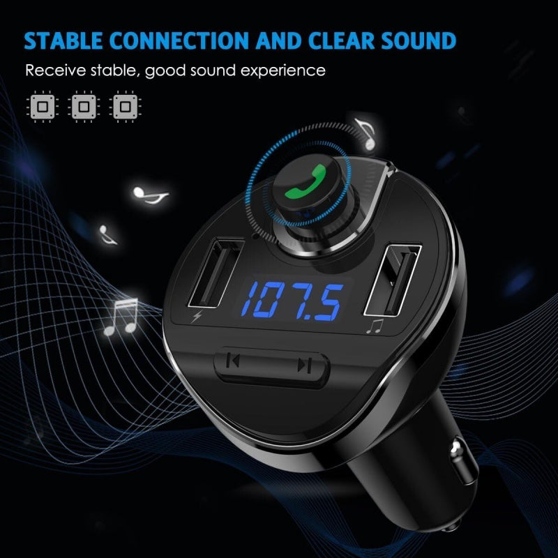 Voiture Bluetooth T20 Emetteur FM sans mains Chargeur de téléphone MP3