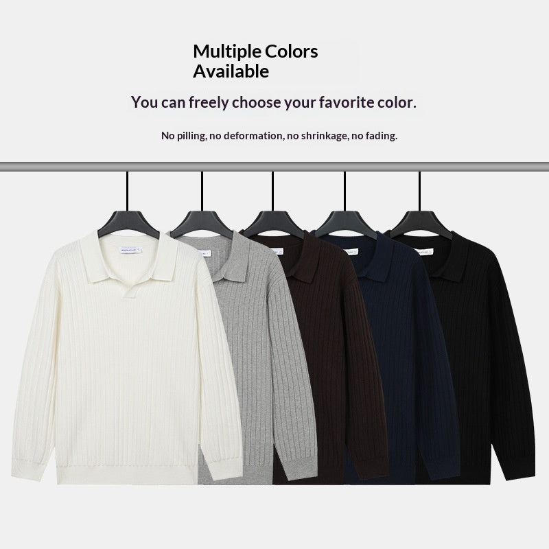 Chemise à manches longues à rayures pour hommes Polo