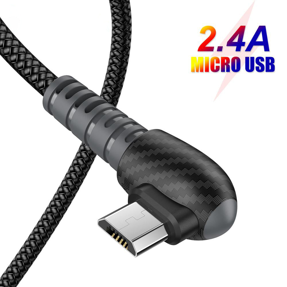 Double câble de données haute de gamme en fibre de carbone charge rapide