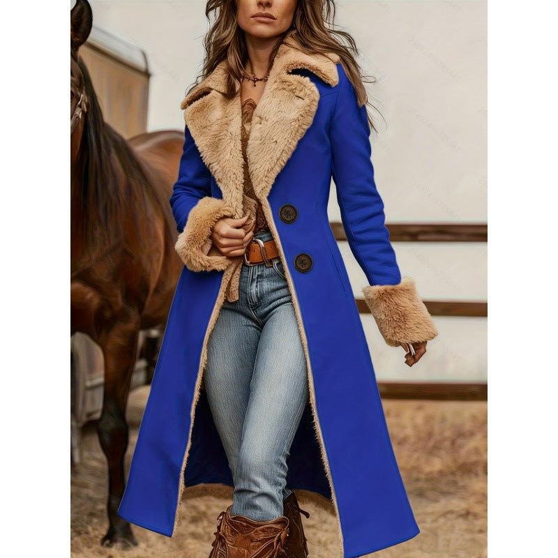 Manteau imprimé mode en peluche de style occidental pour femmes