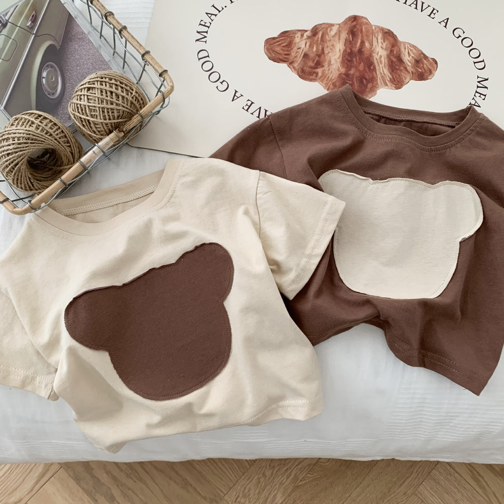 Haut de chemise de bas de mode patch ours pour enfants