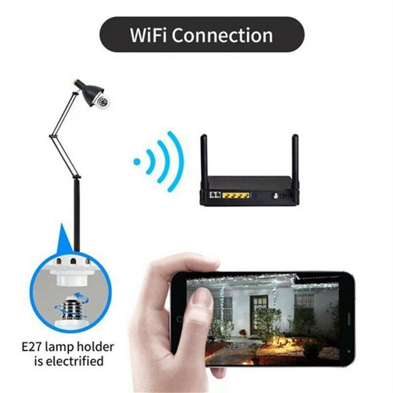Caméra d'ampoule IR E27 1080P HD sans fil Wifi Smart Caméra de sécurité maison