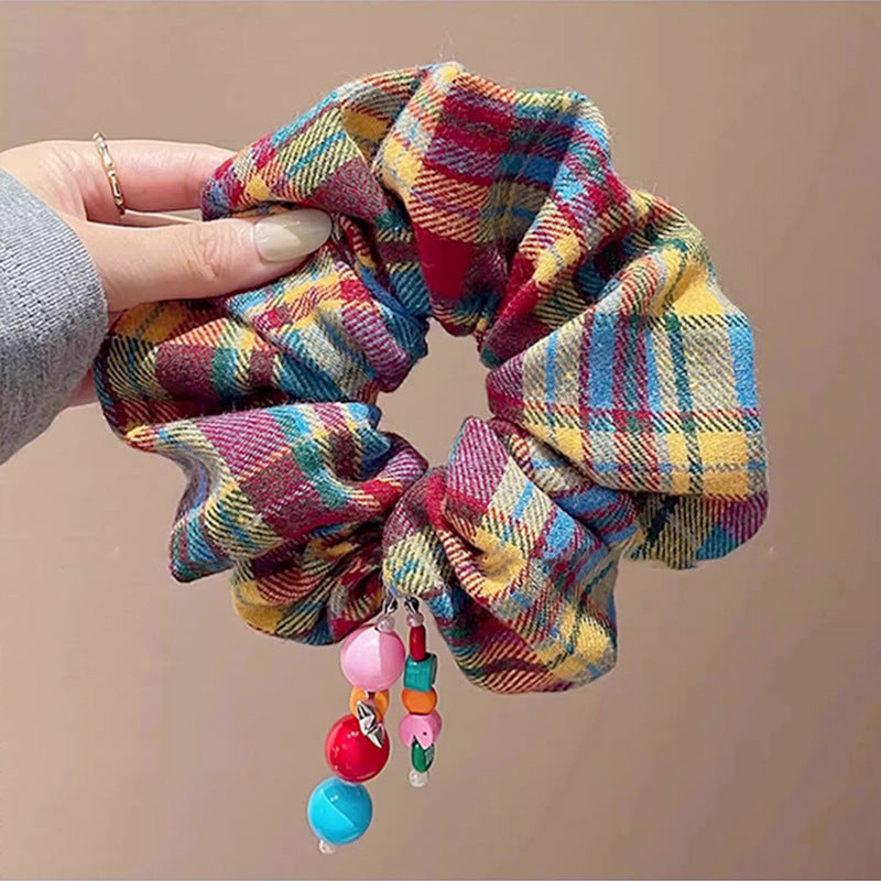 Attache à cheveux haute élasticité Plaid coloré