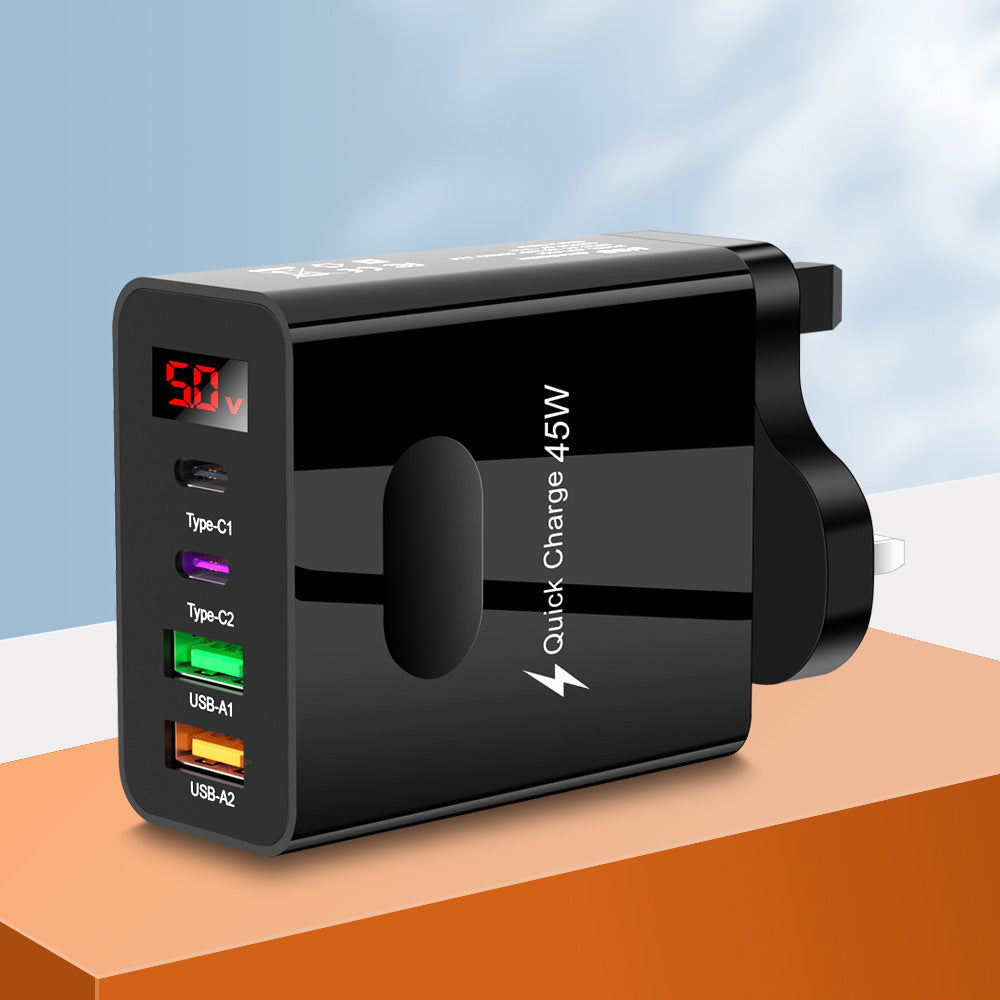 Chargeur de téléphone d'affichage numérique 2USB 2Type-c