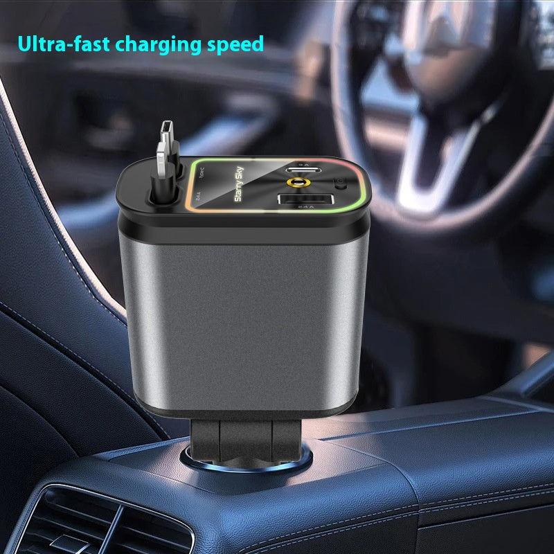 Chargeur de téléphone portable de voiture Ligne à bande télescopique multi-fonctions