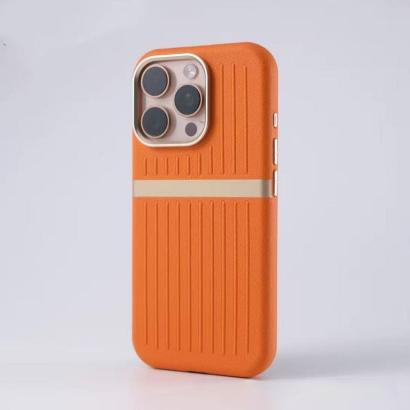 Cas de téléphone magnétique ondulée Cas de téléphone en cuir de bureau