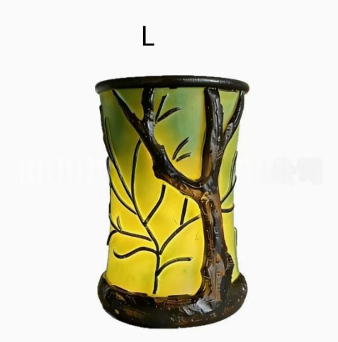 Lampe de table naturelle inspirée de forêt cylindrique en forme de feuille