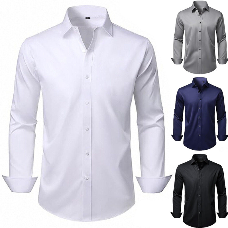 Elégant Business Formel Solide-couleur manches longues Hommes chemise