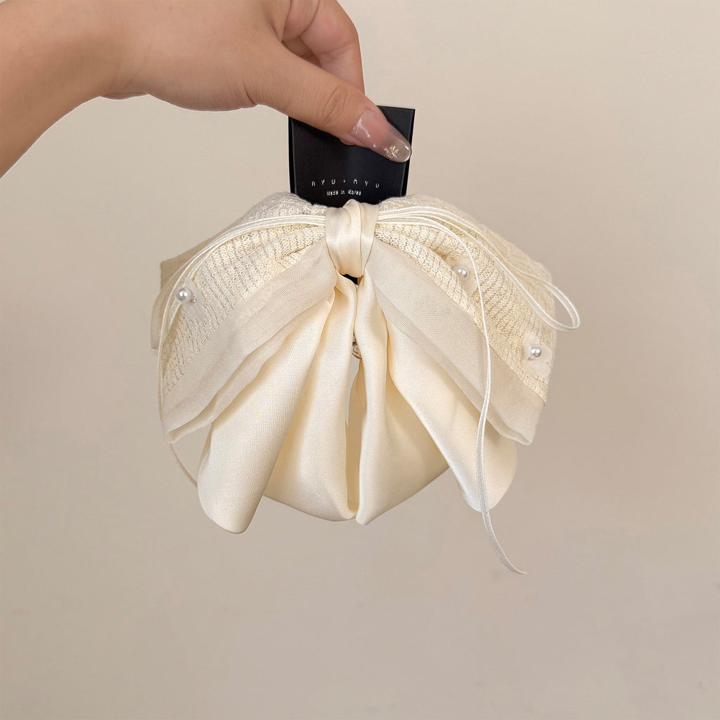 Tissu de dentelle douce Bow Poneytail Clip
