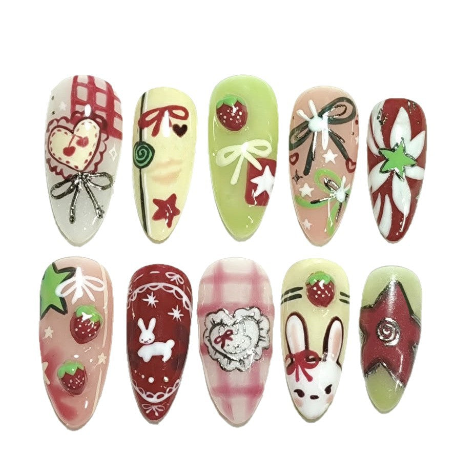 Set de 24 pièces de dessins animés mignons Conseils pour ongles frais et doux