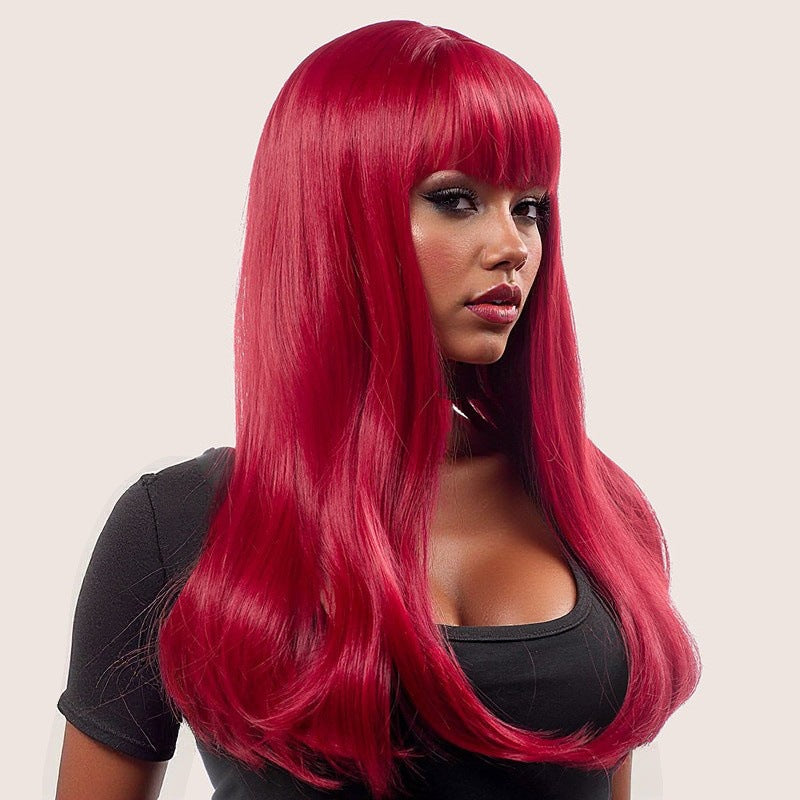 Femmes Figure-8 Bangs Noir à gris Ombre longue droite cheveux synthétiques
