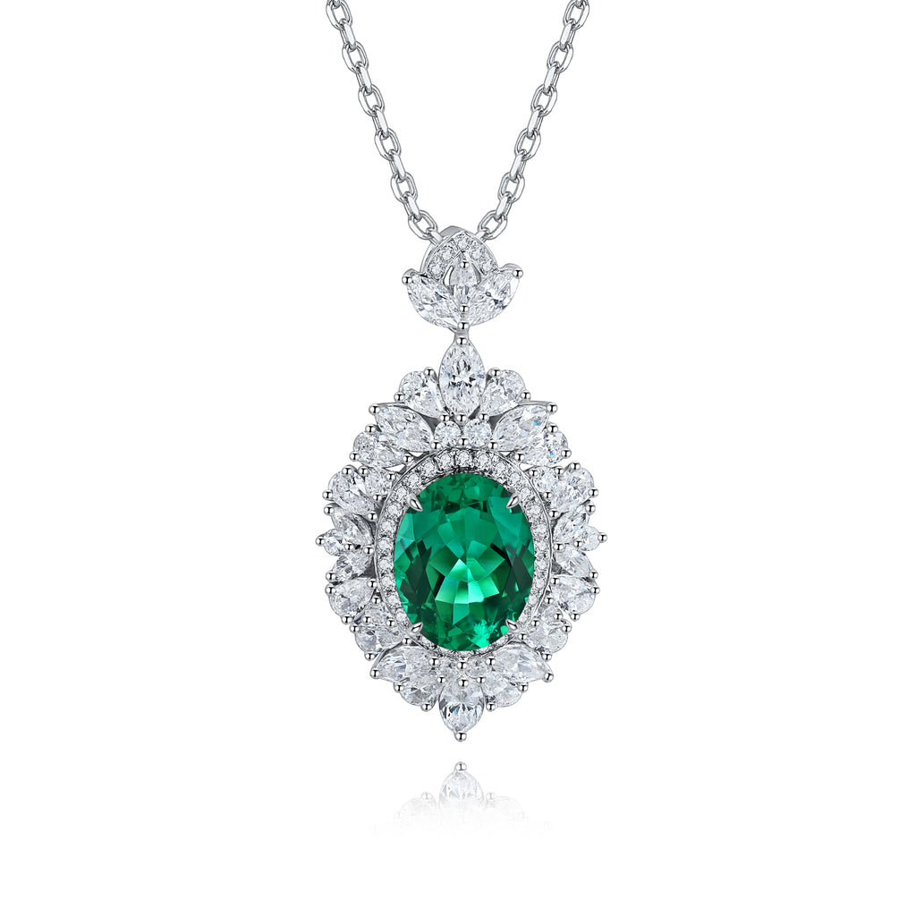 S925 Argent 4.3g Collier en pierre gemme créé par le laboratoire