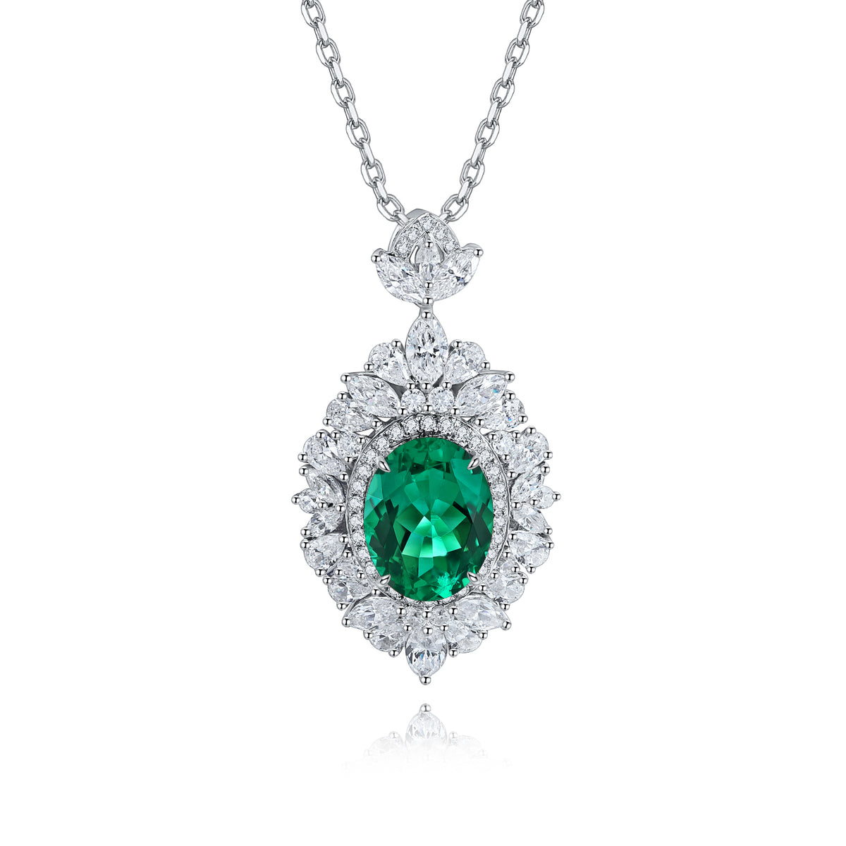 S925 Argent 4.3g Collier en pierre gemme créé par le laboratoire