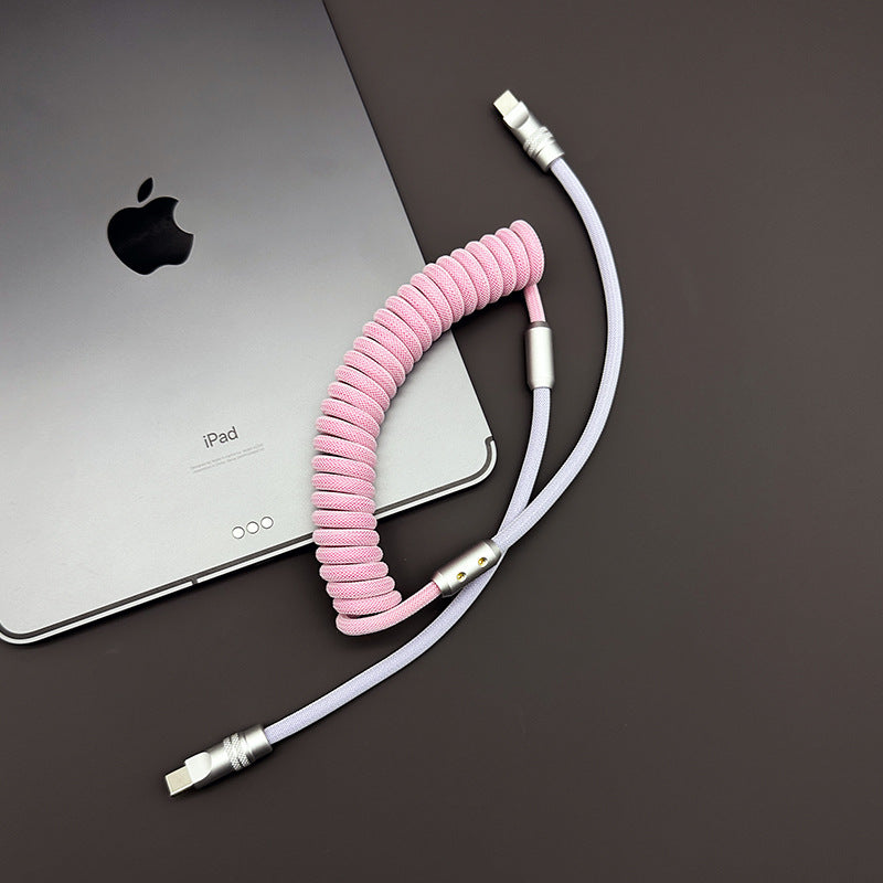 Two-tone Braided Spring Data Cable for In-Car CarPlay